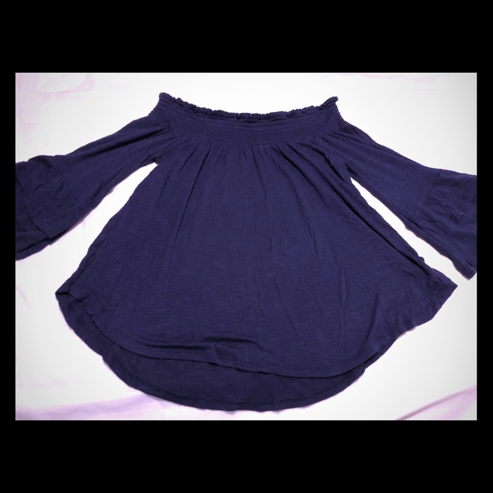 Navy off-the-shoulder top